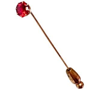 Antique Edwardian Garnet Gold Filled Stickpin Hold-On Clutch 1909-1910s Vintage